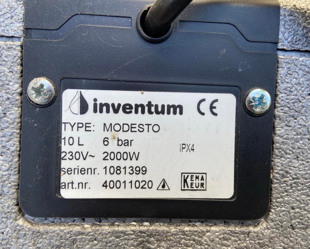 Plintboiler Inventum 10L, Ophalen, Boiler, Minder dan 20 liter, Minder dan 3 jaar oud