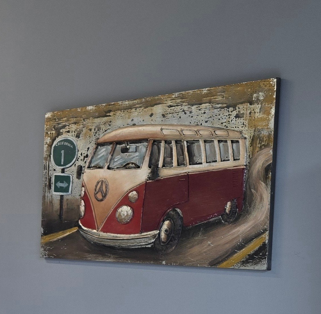 Wanddecoratie Volkswagen busje California 1, Ophalen, 50 – 75, Gebruikt, Schilderij