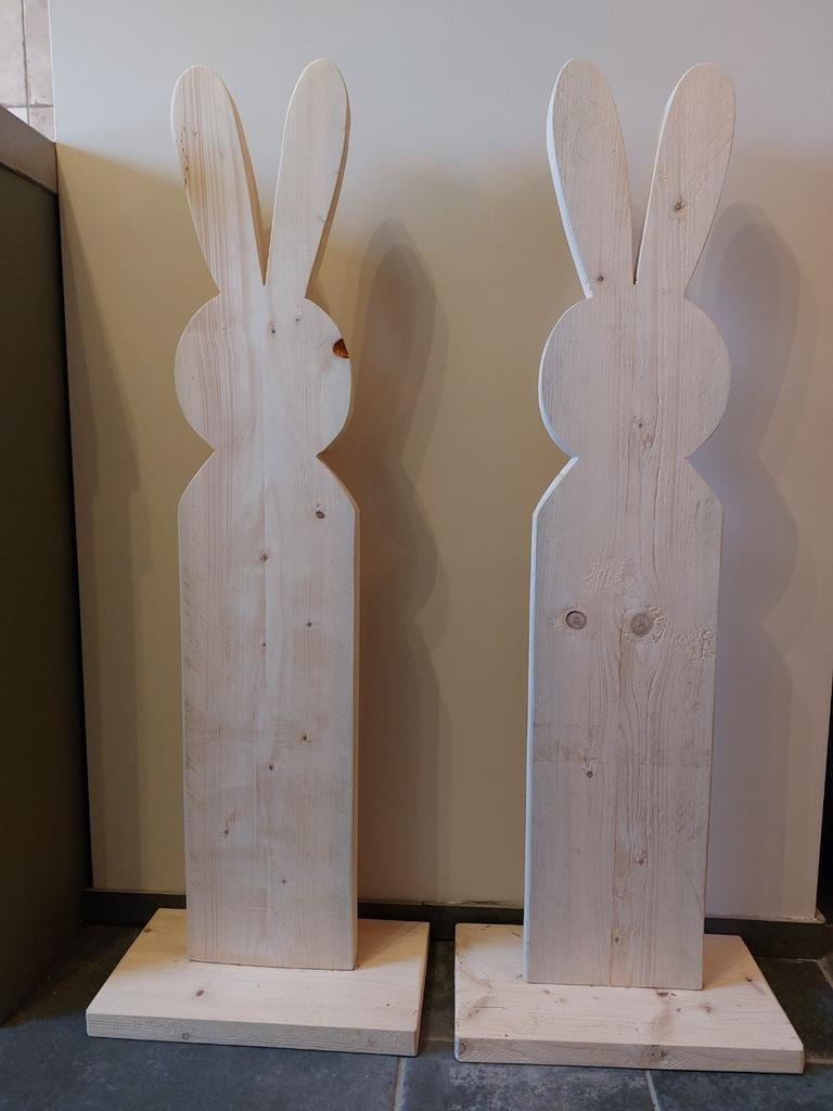 Kinderkamer decoratie hout ( 2 paas hazen/konijnen), Ophalen, Nieuw, Wanddecoratie