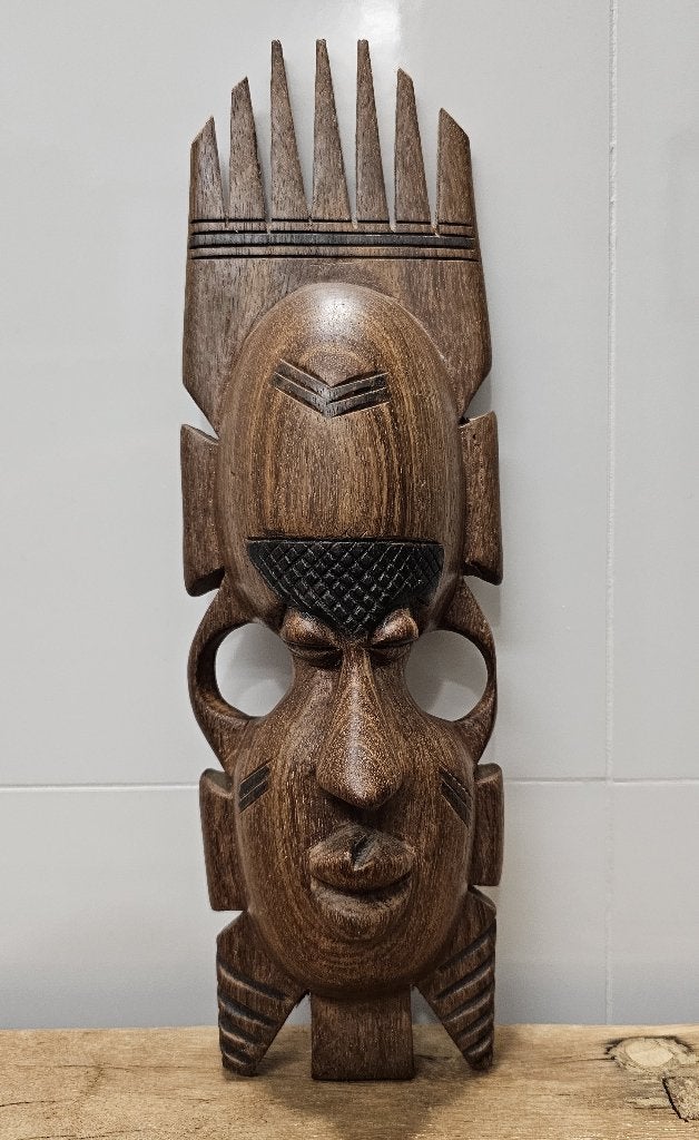 LEUK HOUTEN MASKER, Handgemaakt, 20 - 50 cm, Hout, Bruin
