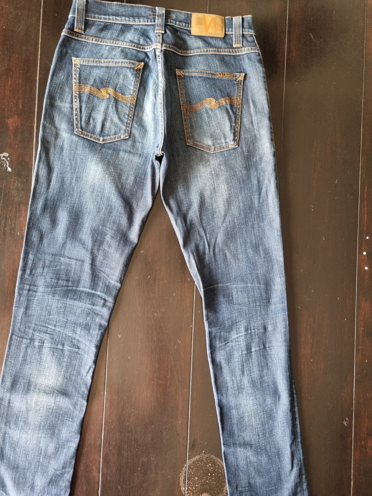 CLASSIC NUDIE GRIM TIM SLIM STRETCH TAPERED JEANS SIZE 33/34, Nudie Jeans, Blauw, Ophalen of Verzenden, Zo goed als nieuw