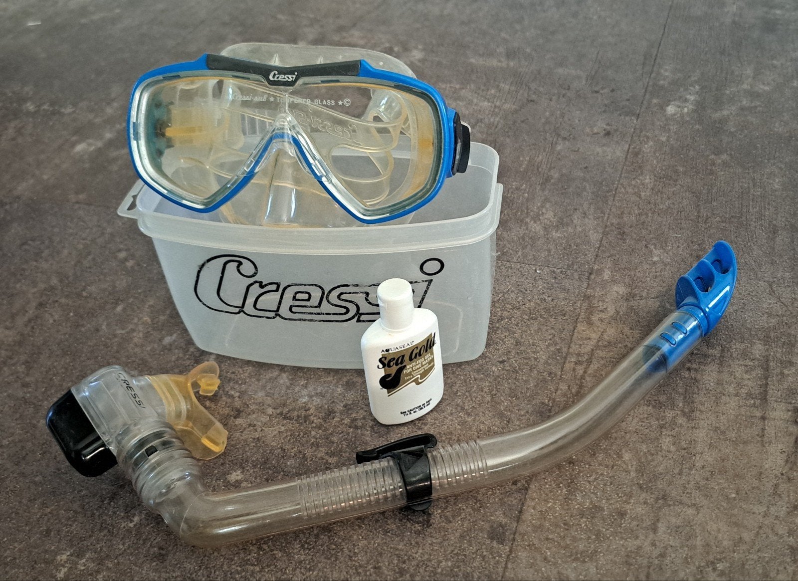 Cressi duikbril en snorkel set met anti-condens, Ophalen, Gebruikt, Duikbril of Snorkel