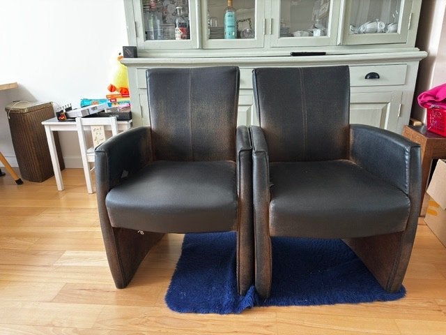 Leren fauteuil, Huis en Inrichting, Fauteuils, Ophalen, Minder dan 50 cm, Gebruikt, Minder dan 75 cm