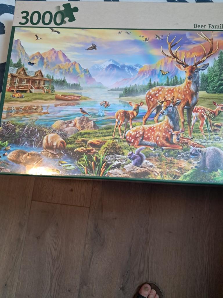 Legpuzzel 3000 stukjes - Hertenfamilie in de natuur, Ophalen of Verzenden, Meer dan 1500 stukjes, Zo goed als nieuw, Legpuzzel