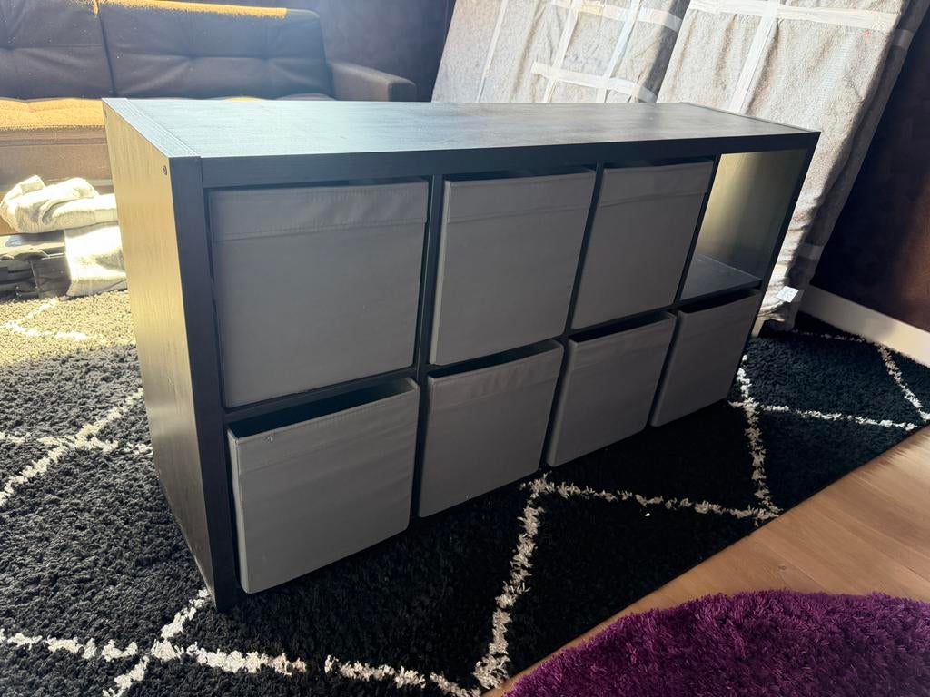 IKEA Kallax kast donkerbruin met 8 vakken en lades, Ophalen, Gebruikt