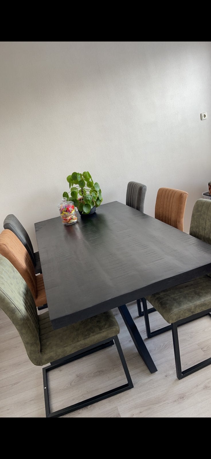 Mangohouten eettafel, Ophalen, Zo goed als nieuw, Rechthoekig, 50 tot 100 cm