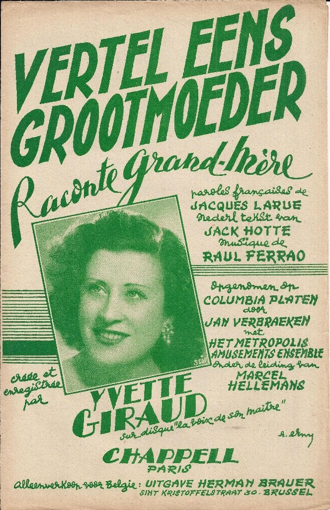 C327 bladmuziek yvette giraud vertel eens grootmoeder, Zang, Gebruikt, Klassiek, Ophalen of Verzenden
