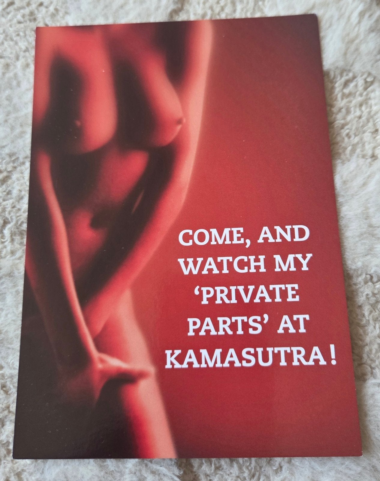 Kamasutra Boomerang Ansichtkaart - 'Private Parts', Verzenden, 1980 tot heden, Ongelopen, Overige thema's