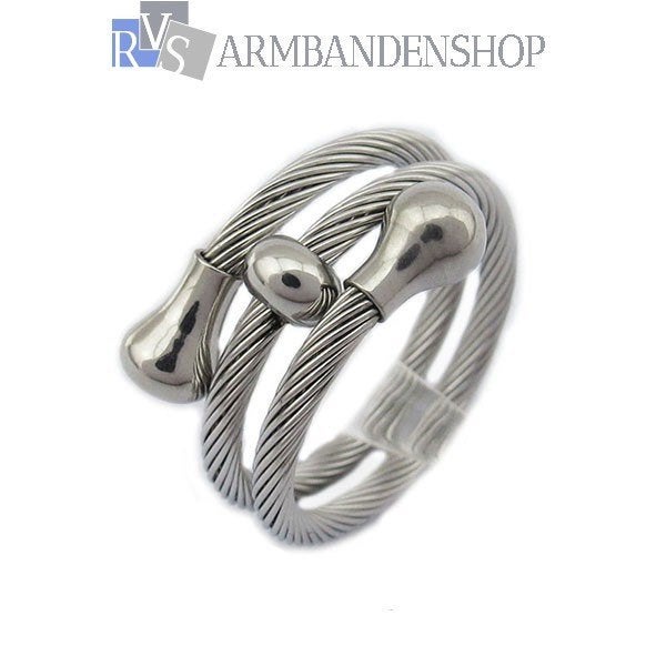 Rvs verstelbare wire ring dames kabel ring RVS zilver., 20 of groter, Nieuw, Dame, Zilver
