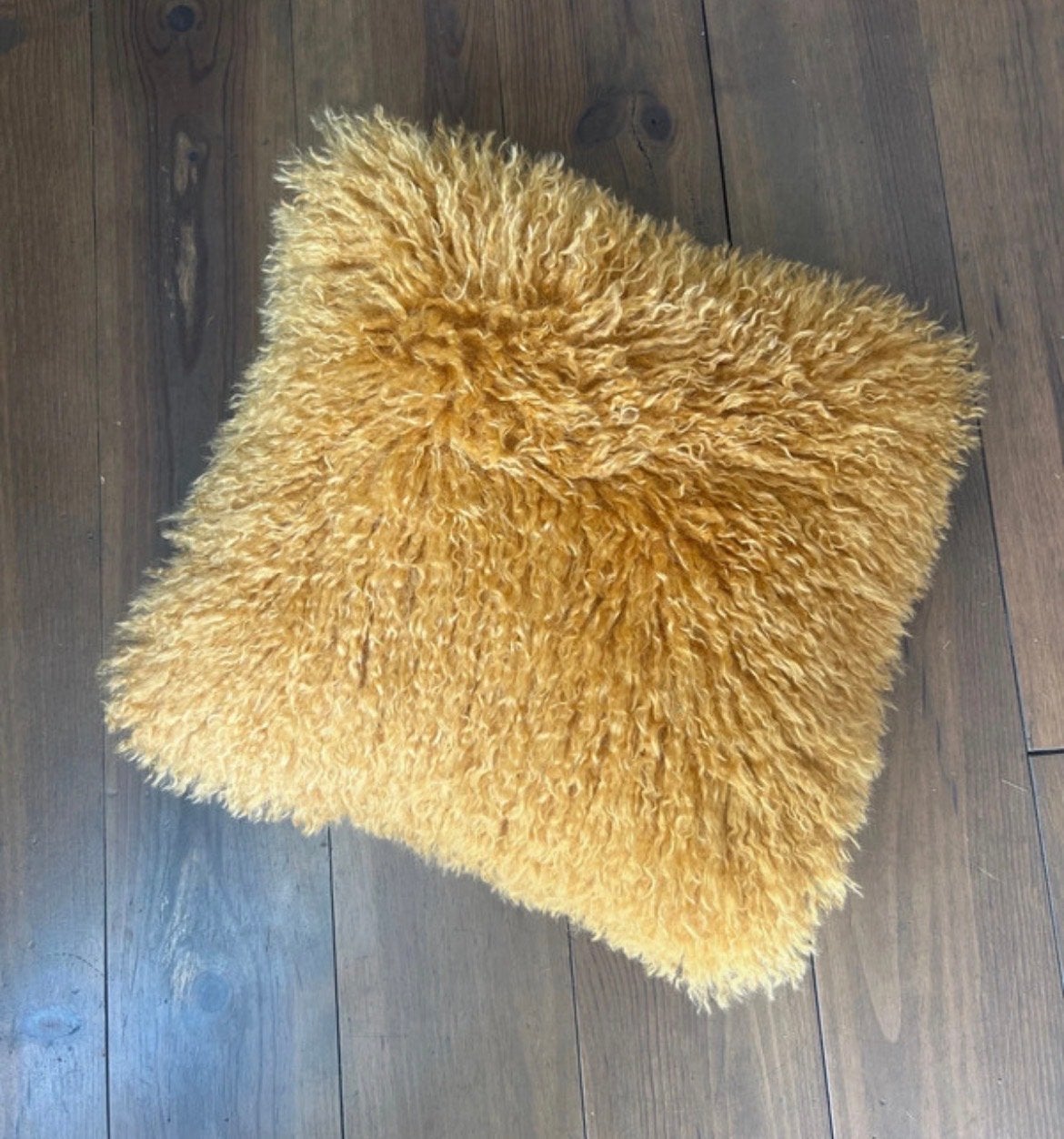 Oranjebruin sierkussen met lange haren, Overige merken, Bruin, Vierkant, Ophalen of Verzenden