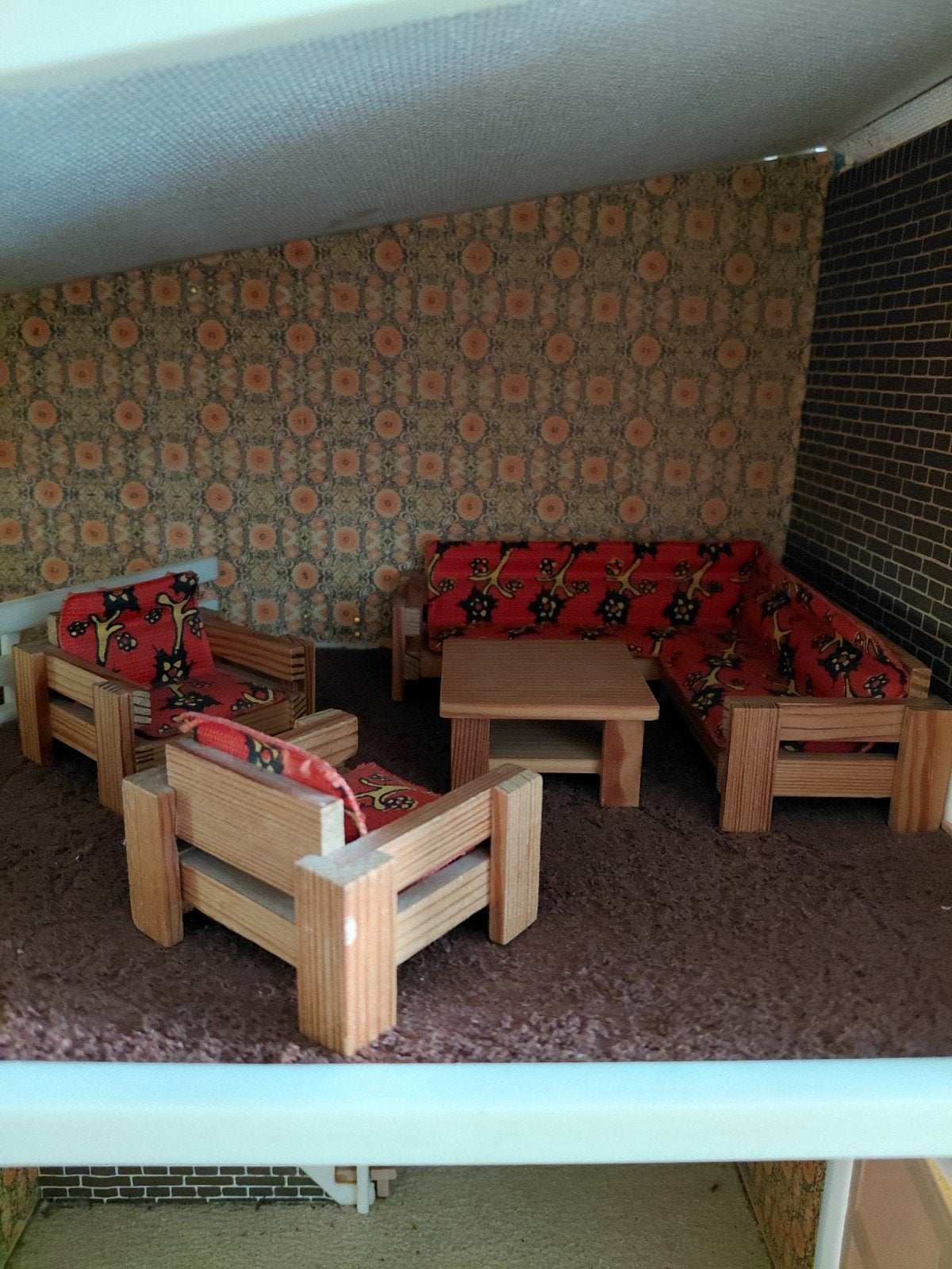 Vintage lundby hoekbankset compleet 1.16, Ophalen of Verzenden, Gebruikt, Poppenhuis