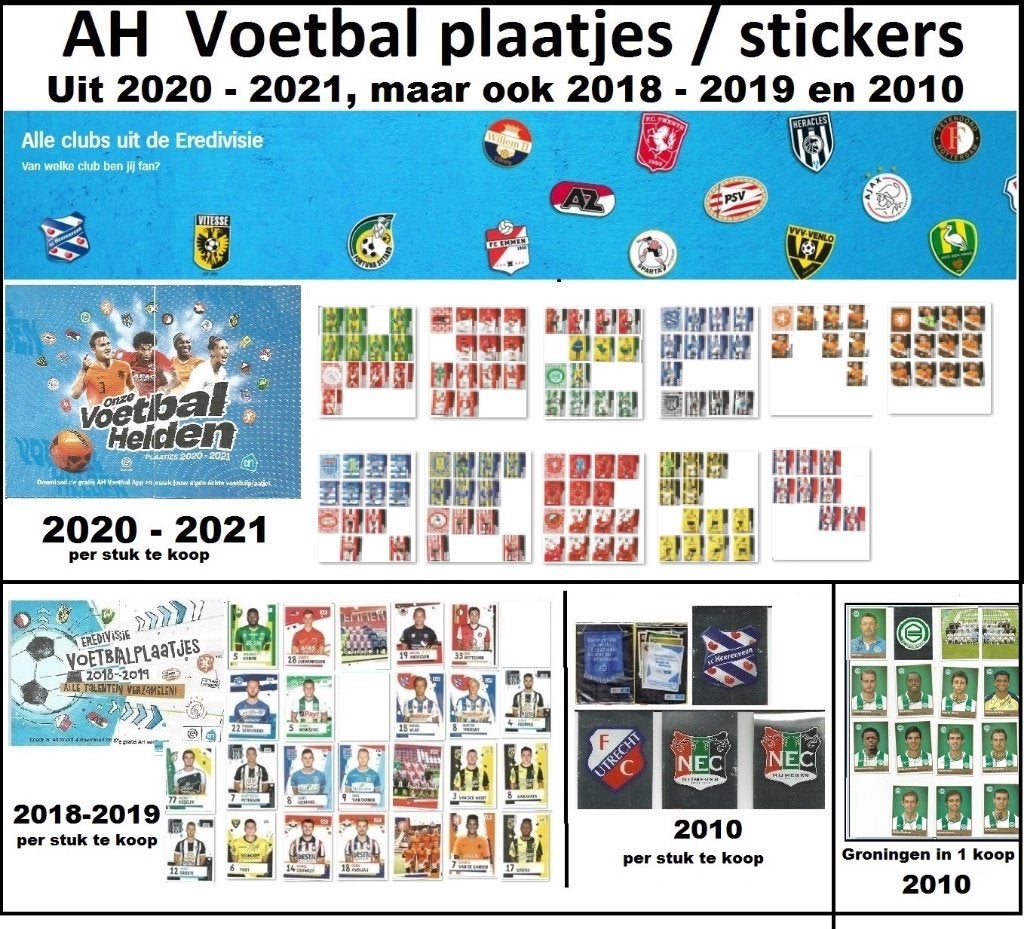 Voetbalhelden plaatjes / stickers Eredivisie (AH) vele jaren, Albert Heijn, Ophalen of Verzenden