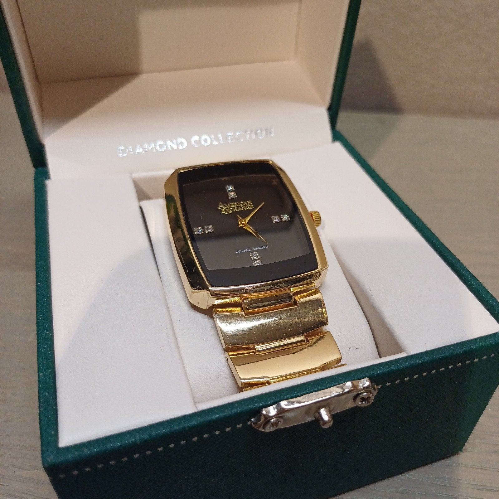 AMERICAN EXCHANGE HERENHORLOGE MET GOUD & DIAMANT, Ophalen of Verzenden, Nieuw