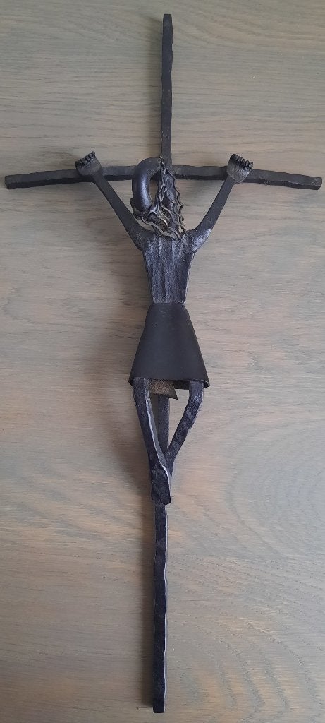 handgesmeed ijzeren kruisbeeld - Christusfiguur, Ophalen of Verzenden