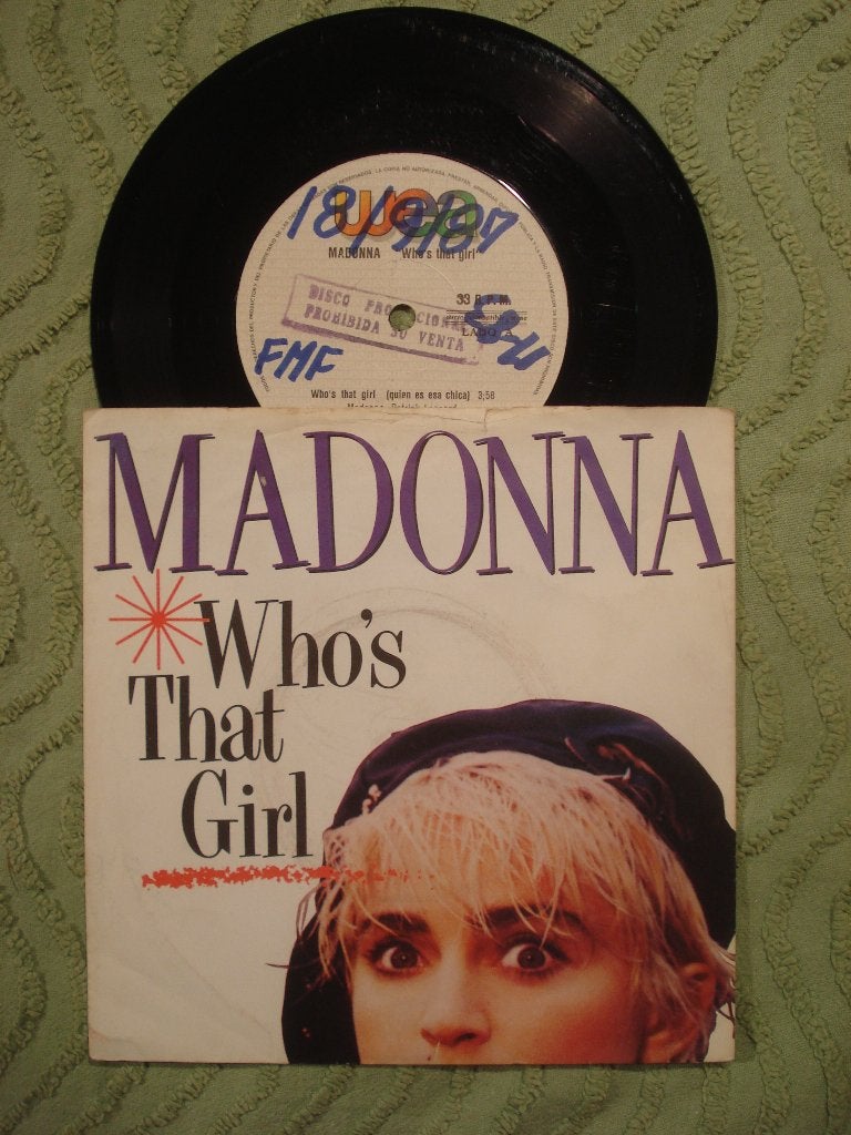 Madonna 7" Vinyl Single: ‘Who’s that girl’ (Bolivia) Promo, Ophalen of Verzenden, Gebruikt, 7 inch, Pop