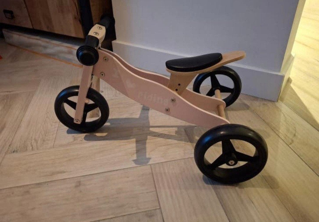 Roze houten loopfiets - 'I love riding', Kinderen en Baby's, Speelgoed | Buiten | Voertuigen en Loopfietsen, Ophalen, Gebruikt