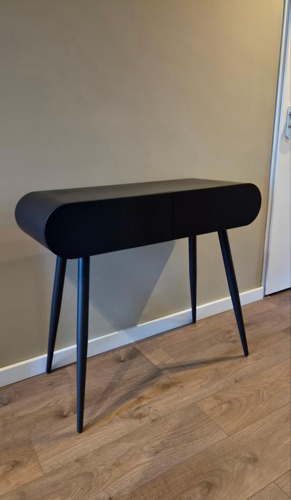 Moderne zwarte sidetable met 2 lades, Ophalen, Overige materialen, Gebruikt, 50 tot 100 cm