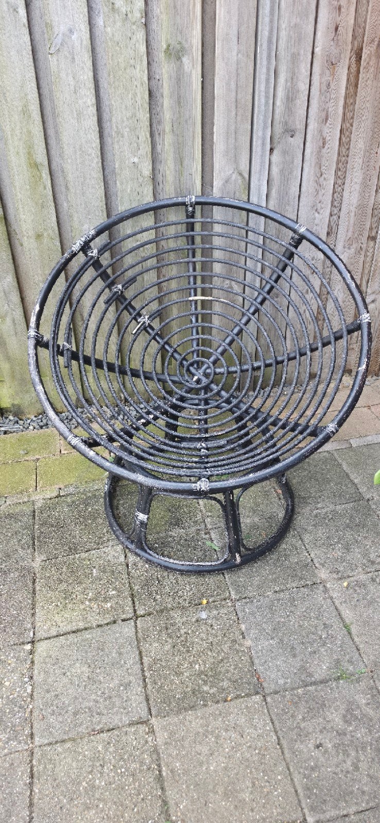 2 Loungestoel Papasan zwart rotan, Ophalen, Gebruikt, Rotan
