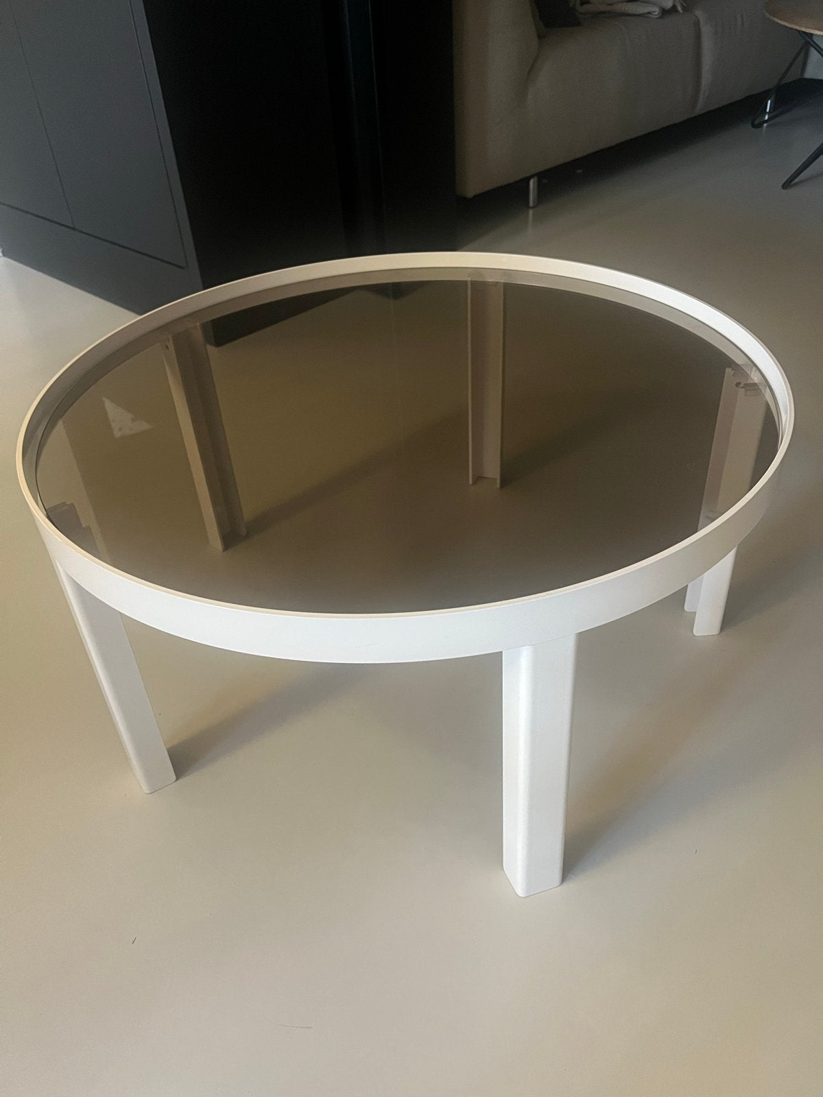 Fest Amsterdam Ronde Salontafel/Bijzettafel - Taupe/Off-whit, Ophalen, Rond, 50 tot 100 cm, Glas