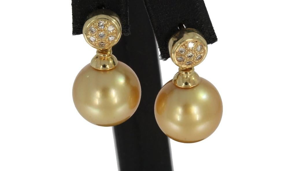 Diamanten rozet parel 14k gouden luxe set oorbellen dames, Sieraden, Tassen en Uiterlijk, Oorbellen, Hangers, Voordeelsieraden