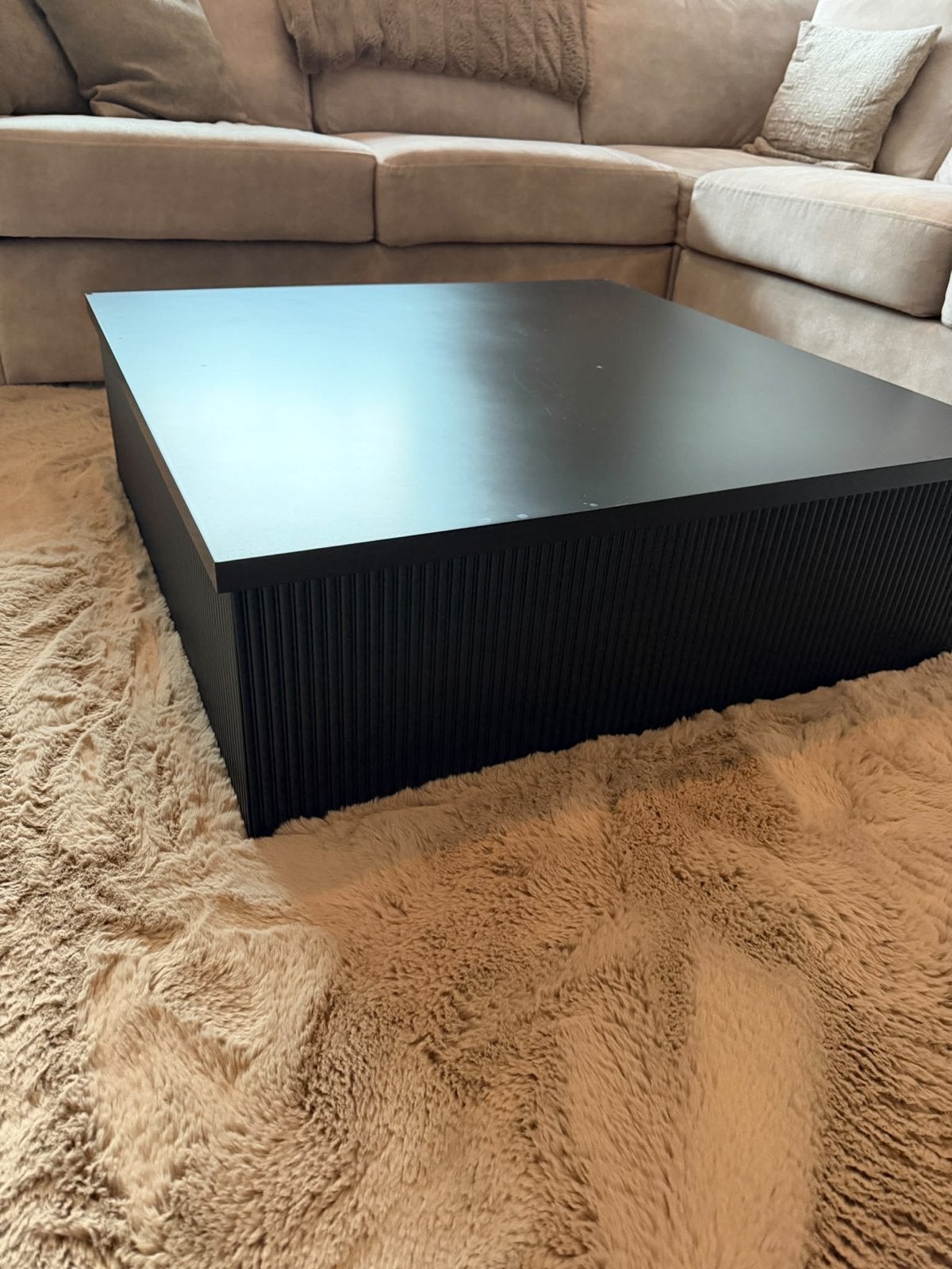Moderne zwarte salontafel 90x90 cm, Ophalen, 50 tot 100 cm, Vierkant, 50 tot 100 cm