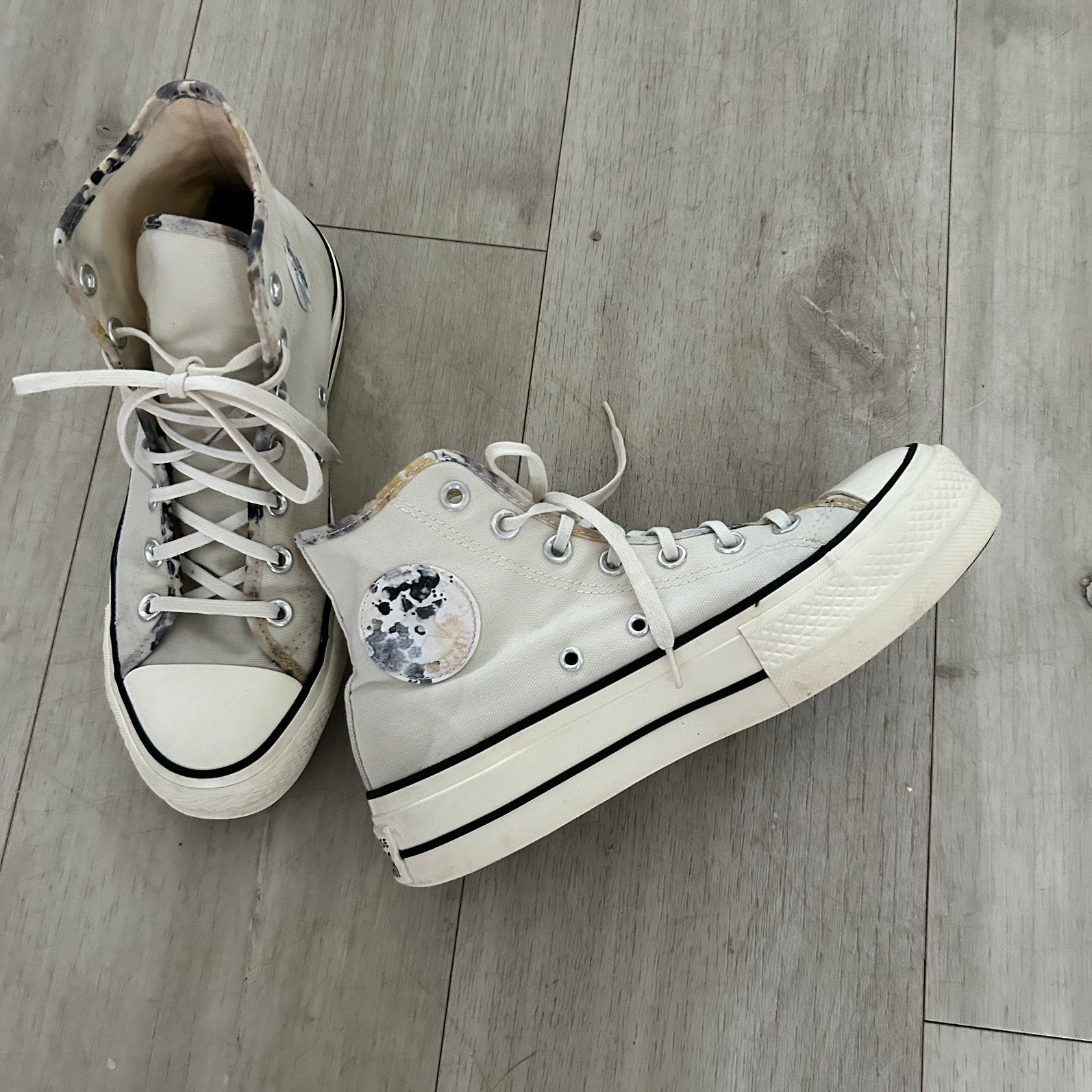 Converse All Star / Platform High Top Sneakers Ecru – 38, Wit, Ophalen of Verzenden, Sneakers of Gympen, Gedragen