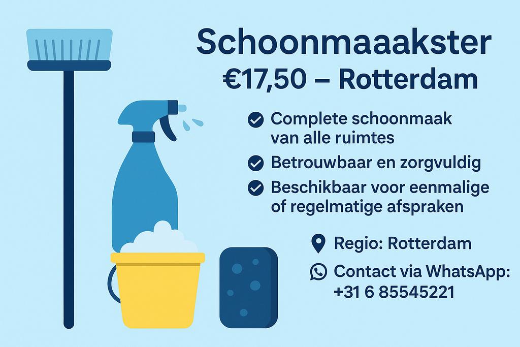 Schoonmaakster beschikbaar in Rotterdam, Vacatures