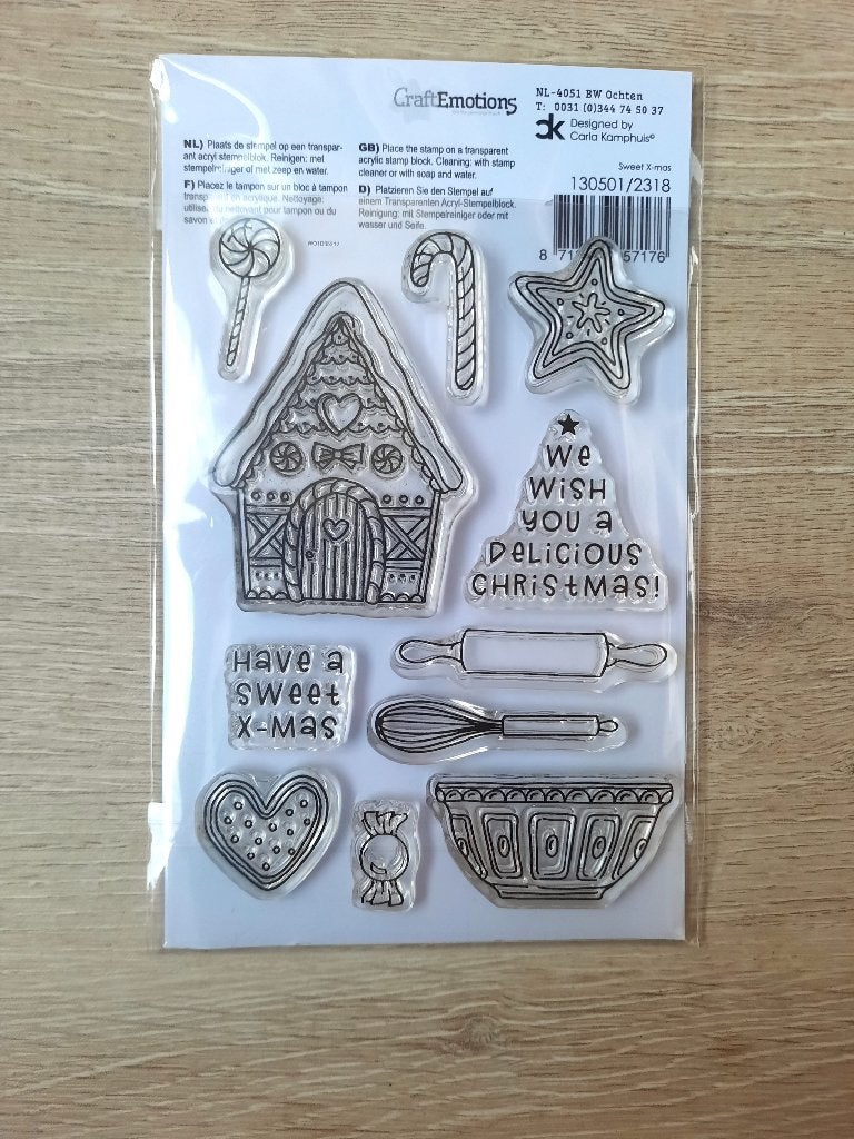 Carla Kamphuis kerst clear stamps Sweet Christmas, Hobby en Vrije tijd, Stempelen, Ophalen of Verzenden, Zo goed als nieuw, Clearstamp