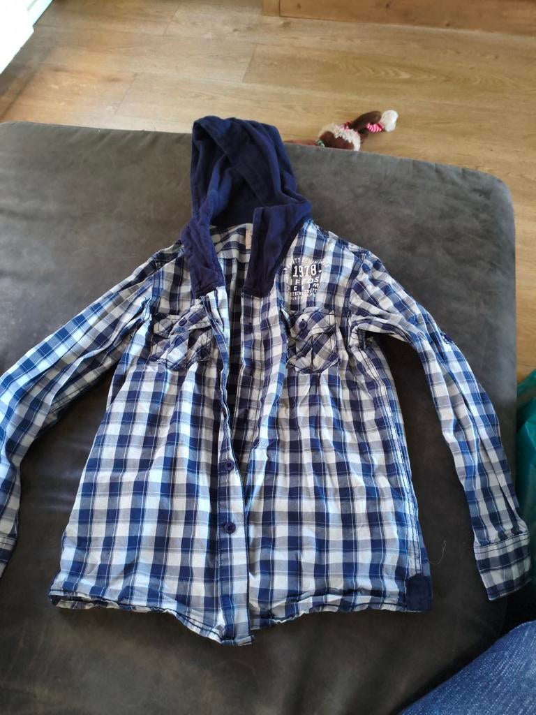 Tiffosi Denim geruit overhemd met capuchon voor 7/8 jaar, Ophalen of Verzenden