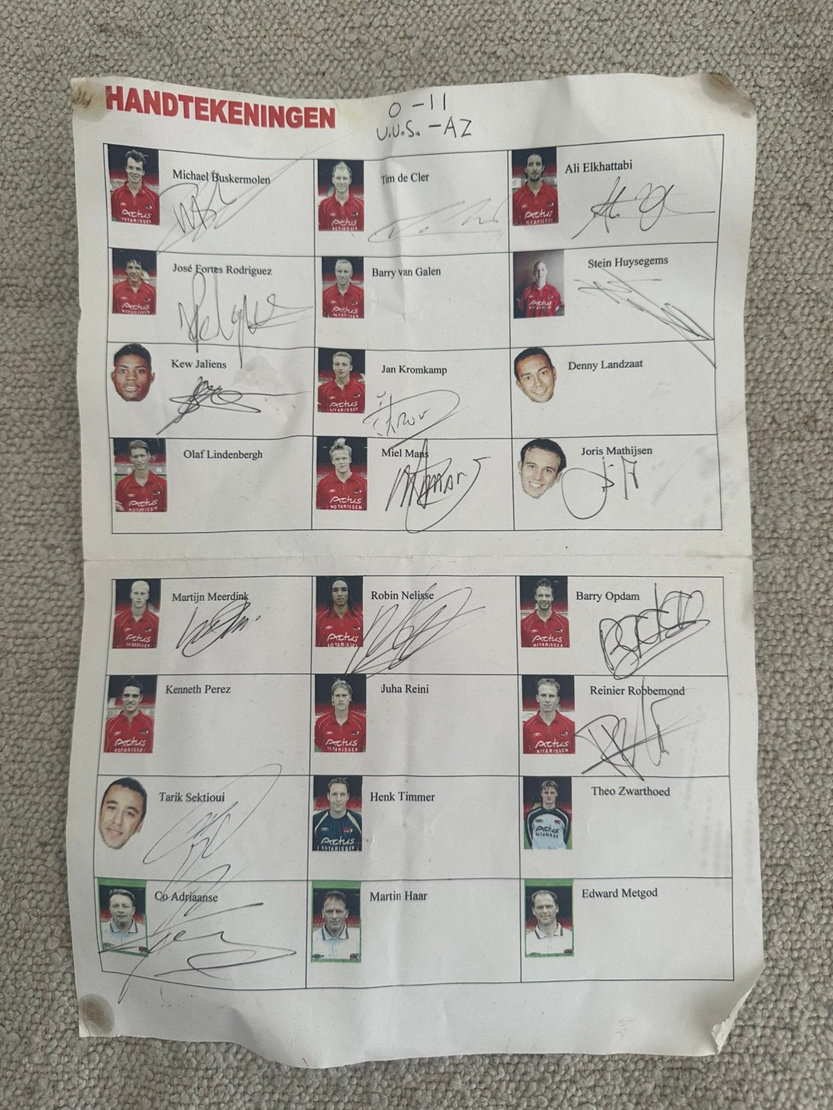 Az alkmaar handtekeningen, Verzamelen, Ophalen of Verzenden, Zo goed als nieuw, AZ
