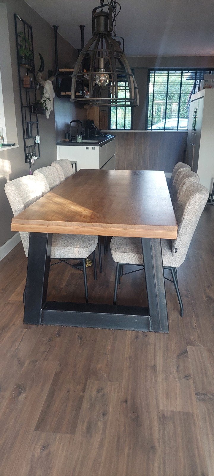 Eetkamertafel 220x100, Ophalen, Gebruikt, 200 cm of meer, 50 tot 100 cm