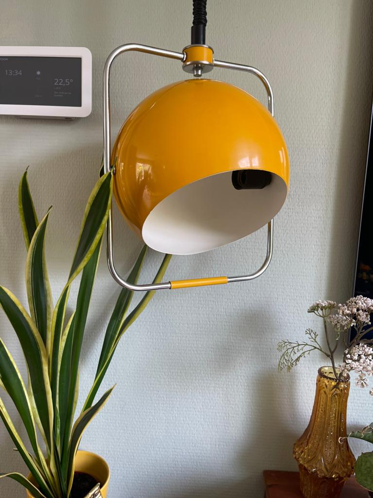 Vintage Gepo Space Age lamp in warm geel pendellamp, Ophalen of Verzenden, Zo goed als nieuw, Minder dan 50 cm