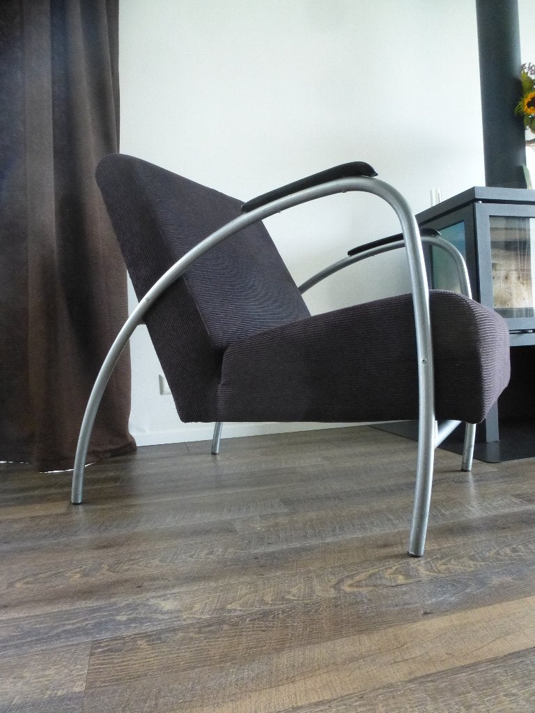Fauteuil vintage design retro ribstof Gelderland Bouvrie, Ophalen, Gebruikt, Stof, Design