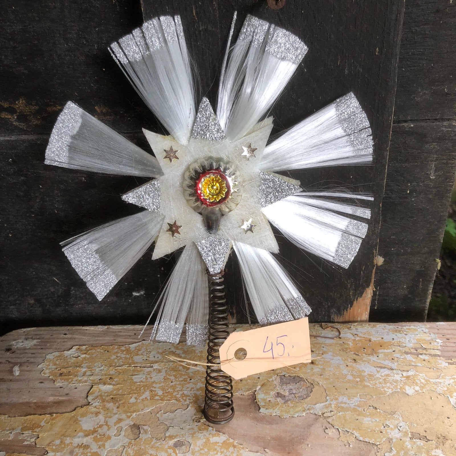 Antieke glaszijde piek zilver, Ophalen of Verzenden