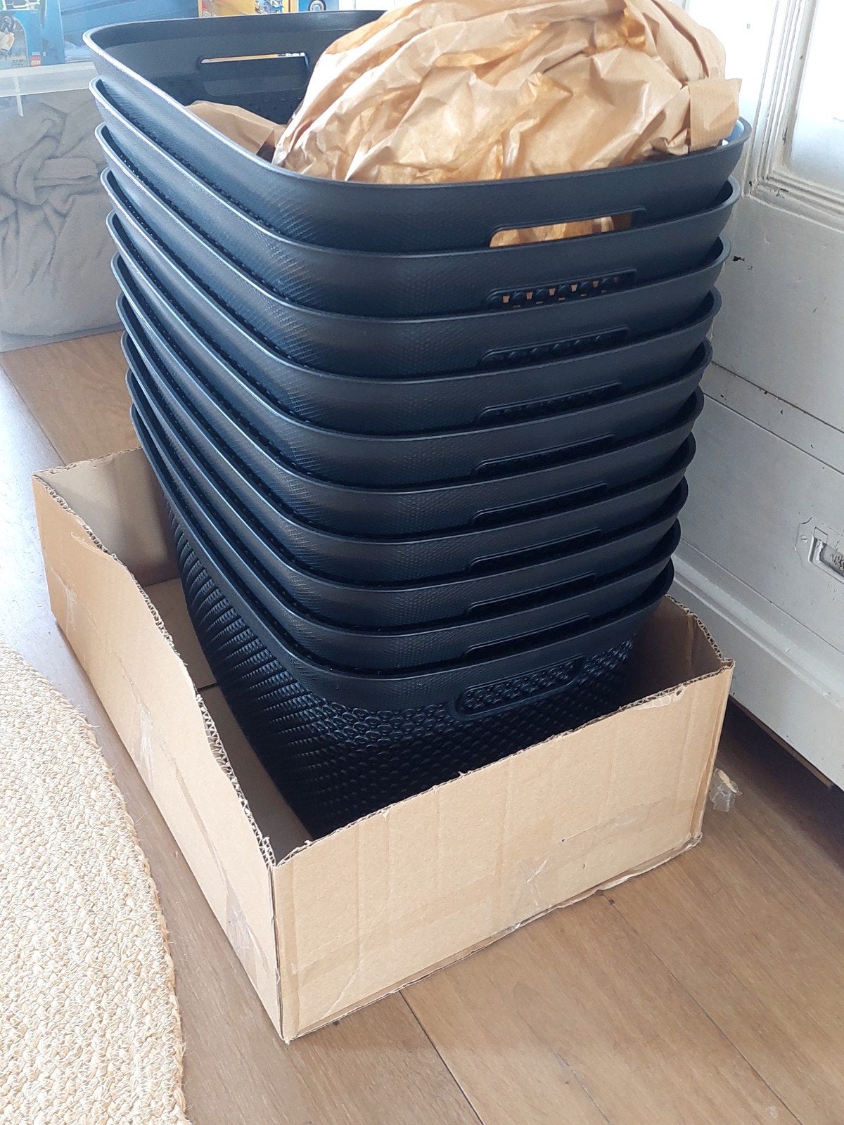Wasmanden / opbergkratten zwart, NIEUW!, Ophalen, Kunststof, Minder dan 30 cm, Rond