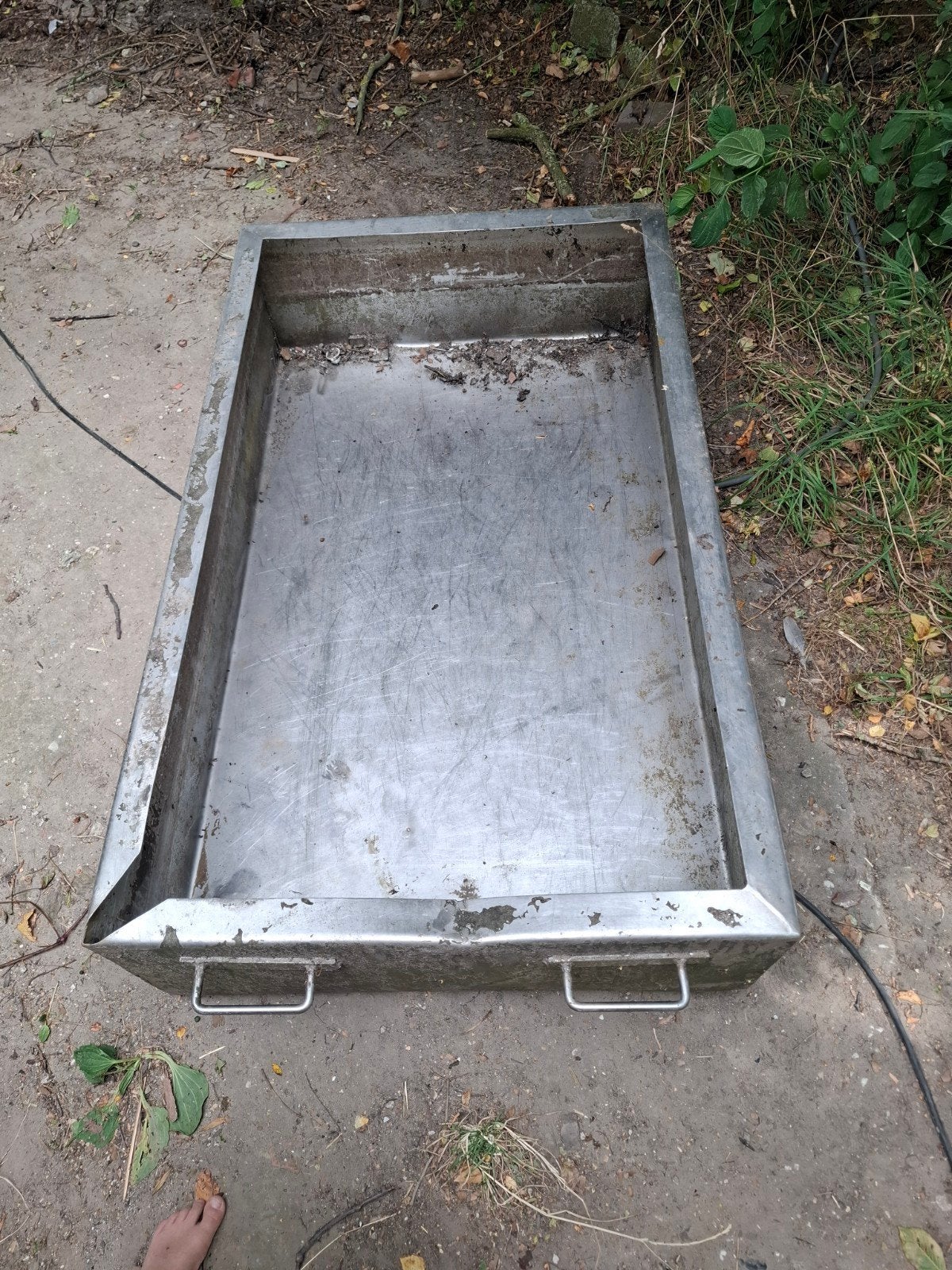 RVS bak voederbak waterbak met handvaten, Ophalen, Gebruikt