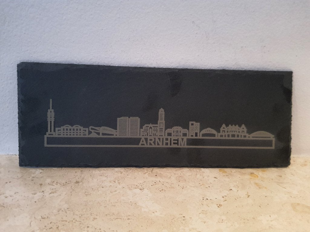 leistenen plankje met skyline van diverse steden, Nieuw, Ophalen of Verzenden, Handgemaakt, Serveerplateau