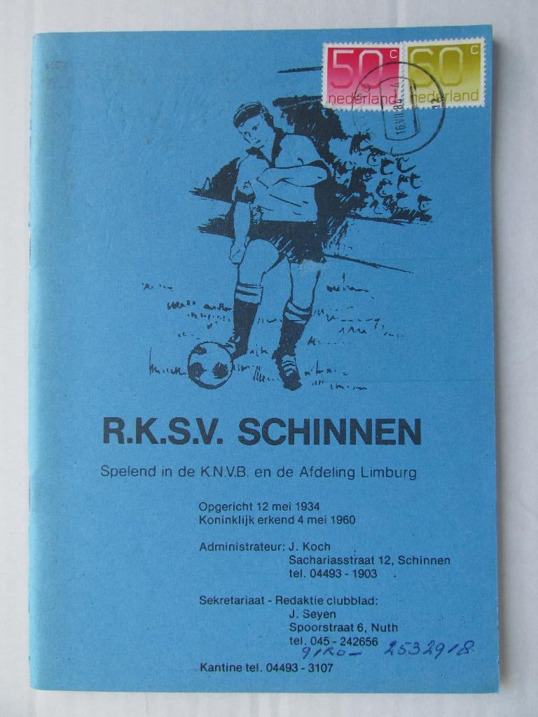 Schinnen, Voetbal 1984: S.V. Schinnen 1934 -1984 (Beekdaelen, Ophalen of Verzenden, Gebruikt, Overige binnenlandse clubs, Boek of Tijdschrift