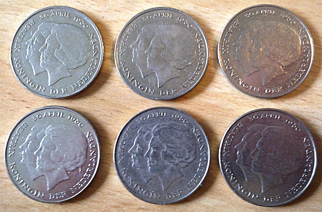 Guldens Nikkel Duo-opdruk 30-04-1980, Ophalen, Koningin Juliana, 1 gulden, Losse munt