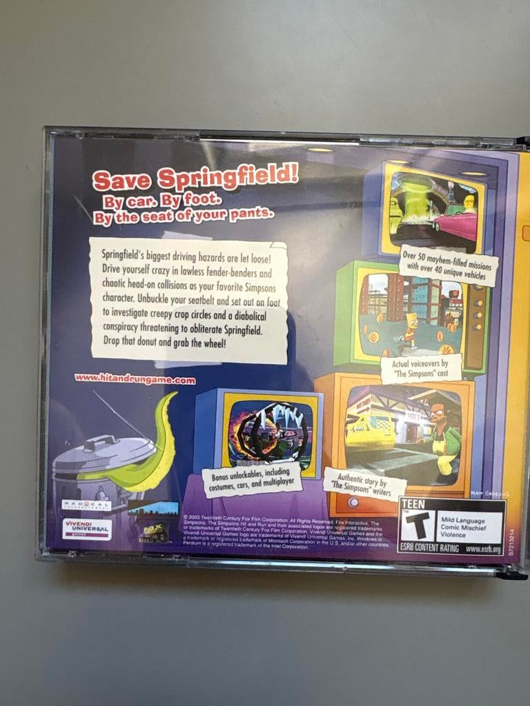 The Simpsons Hit & Run PC Game, Avontuur en Actie, Gebruikt, 1 speler, Eén computer