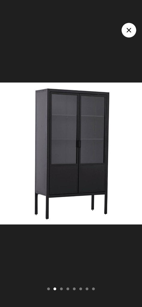 Vitrinekast zwart, Huis en Inrichting, Kasten | Vitrinekasten, Ophalen, 50 tot 100 cm, Zo goed als nieuw, Glas