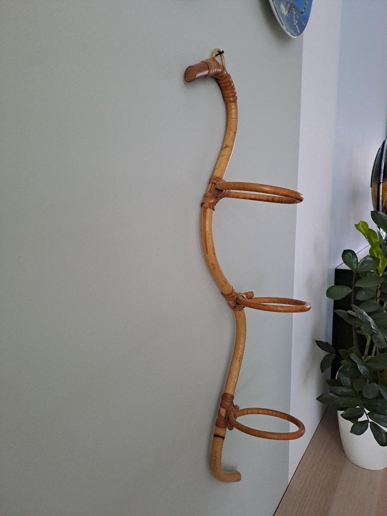 Vintage plantenhanger rotan jaren 60 - 70 voor 3 potten, Antiek en Kunst, Ophalen of Verzenden