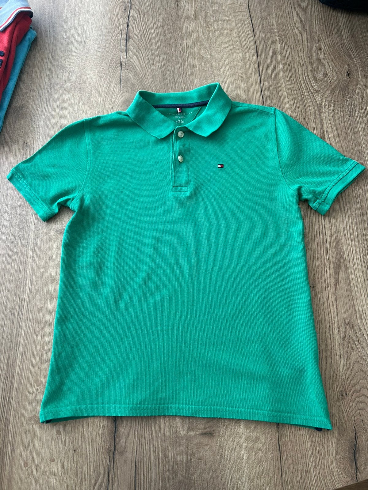 Polo groen Tommy Hilfiger, maat 12-14, Ophalen of Verzenden, Zo goed als nieuw, Jongen, Shirt of Longsleeve