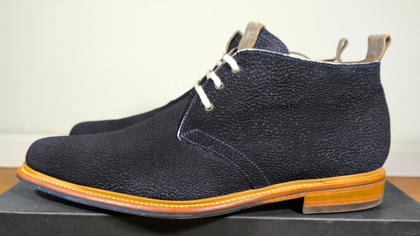 Floris van Bommel halfhoge herenschoenen maat 8 / 42, Ophalen, Zo goed als nieuw, Blauw, Veterschoenen