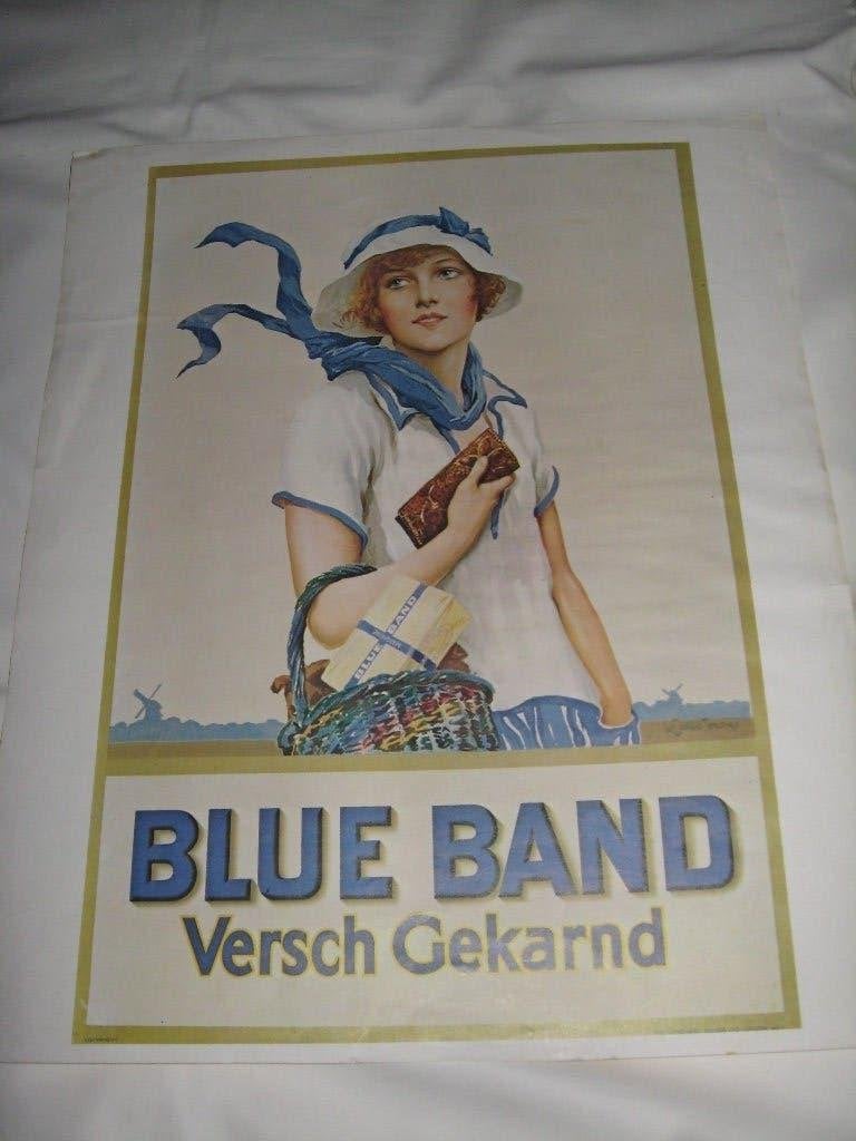 Oude Reclame poster  BLUE BAND, Ophalen of Verzenden, Zo goed als nieuw, Gebruiksvoorwerp