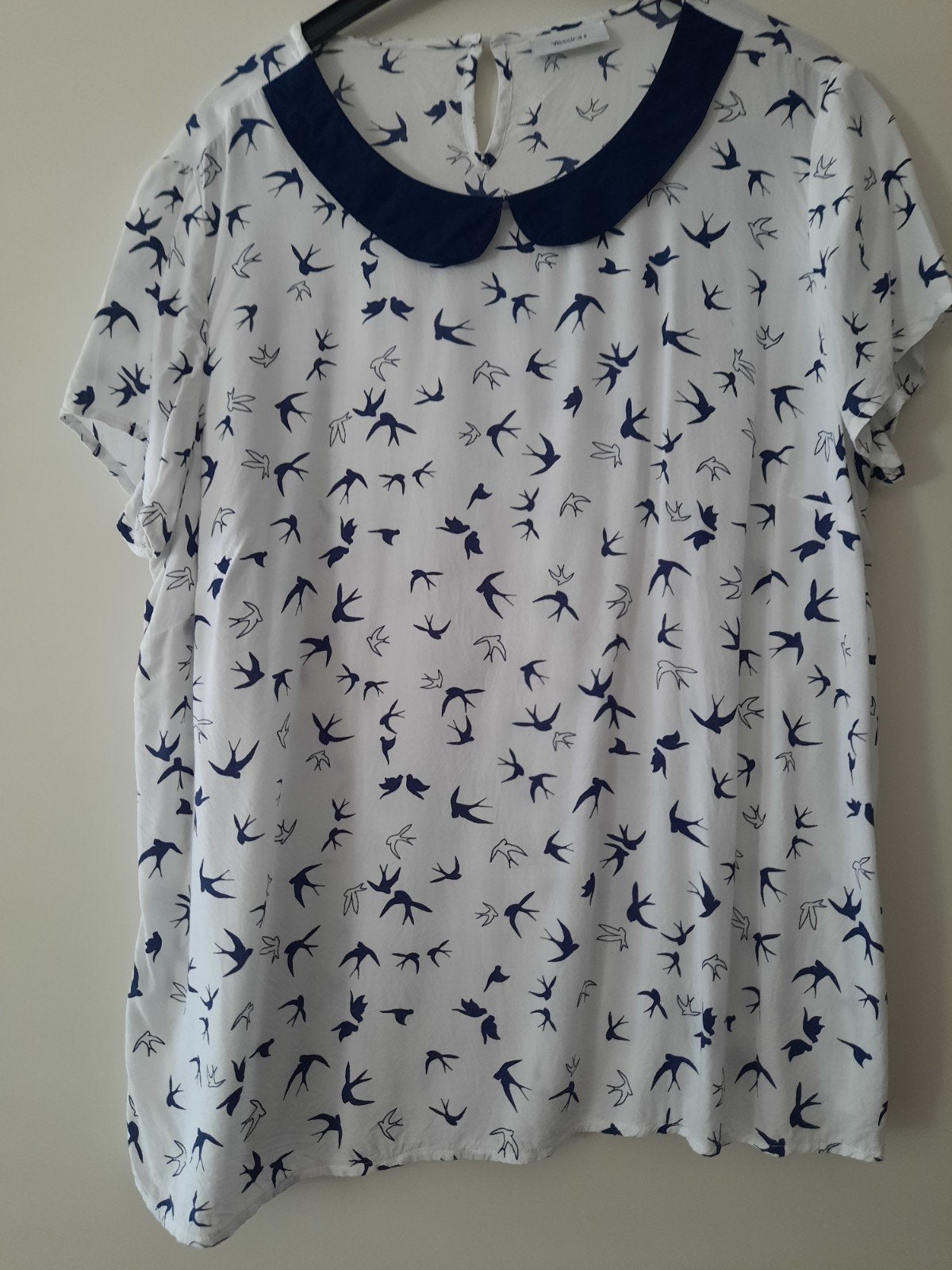 Yessica blouse met zwaluwprint en Peter Pan kraag, Kleding | Dames, T-shirts, Maat 46/48 (XL) of groter, Ophalen of Verzenden