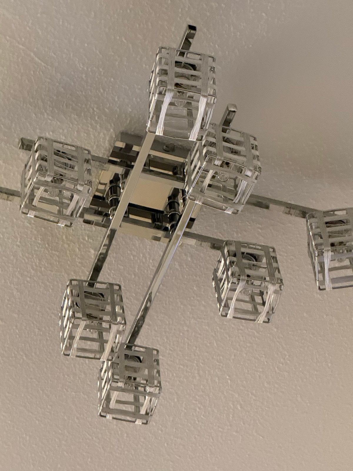 Moderne plafondlamp met 8 kubusvormige spots, Ophalen, Zilver, Modern, Plafondspot