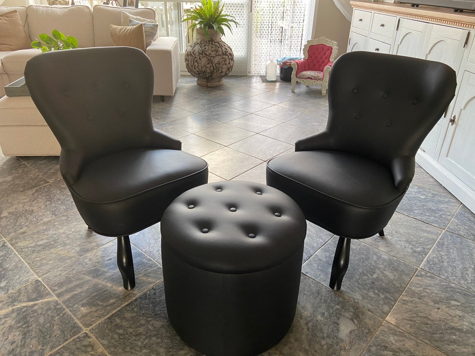 Ikea Omedelbar fauteuils en poef, Ophalen, Twee, Victoriaans, Zwart