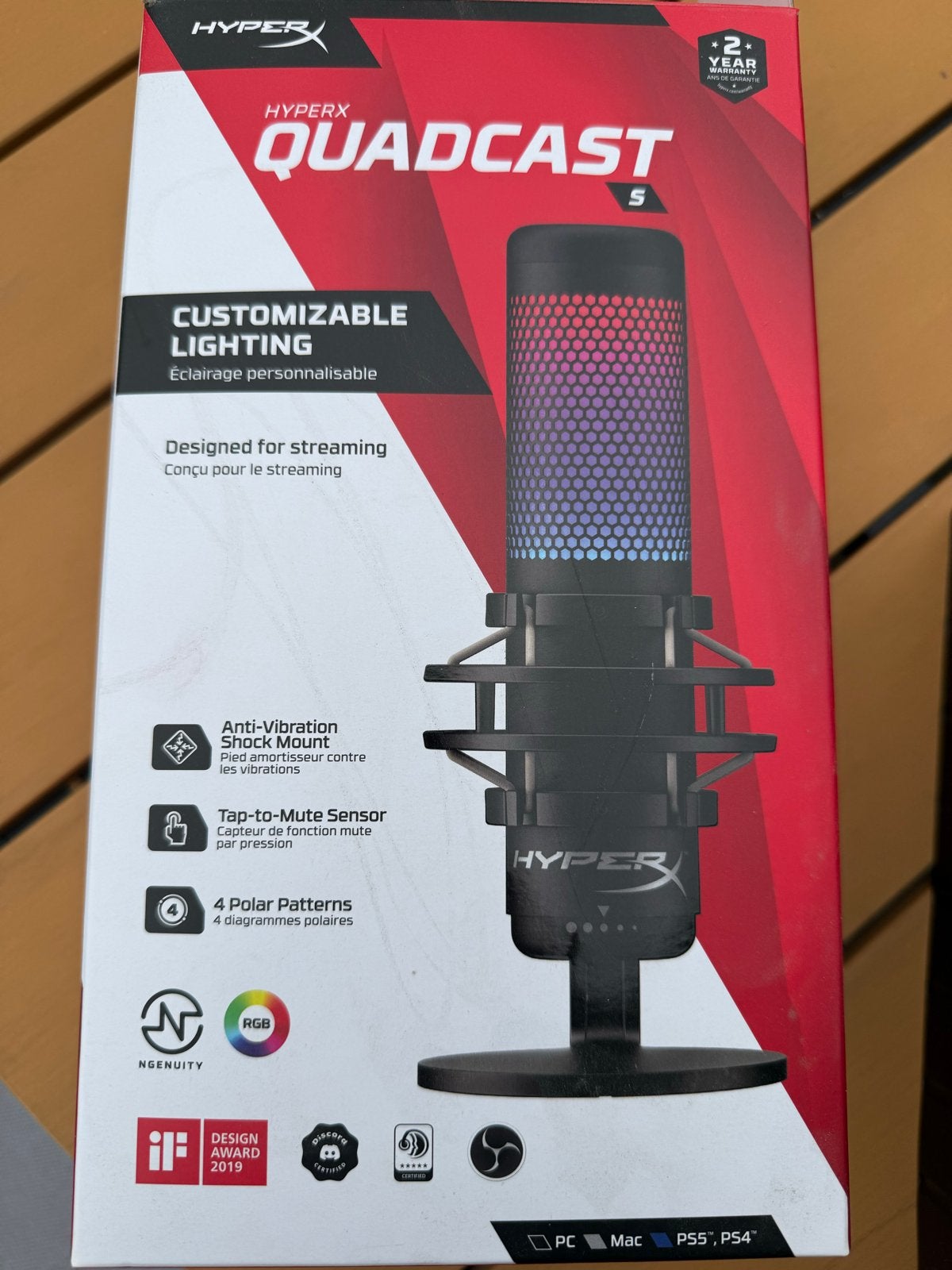 HyperX QuadCast S USB Microfoon met Arm, Ophalen, Zo goed als nieuw, Studiomicrofoon
