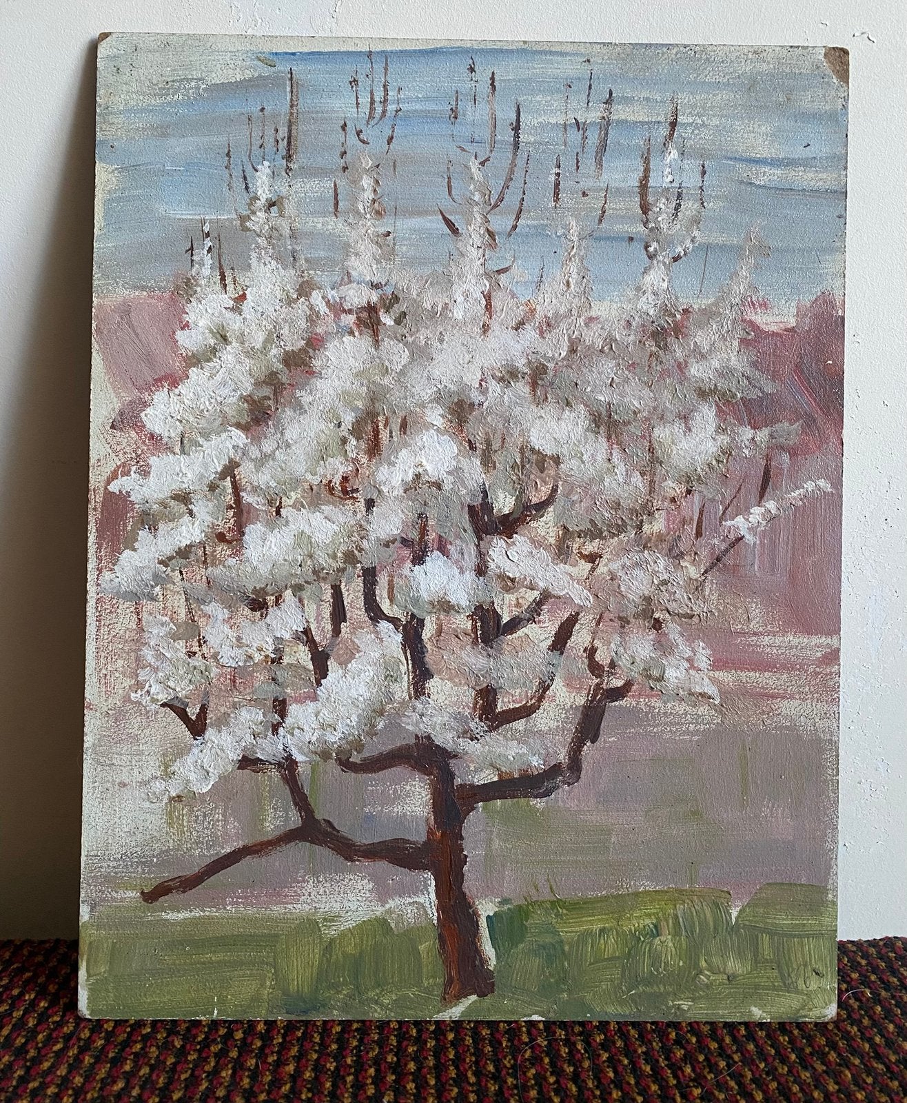 Schilderij van een bloeiende lenteboom, Ophalen of Verzenden